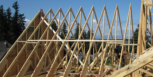 Custom framing and roof trusses for South Surrey home